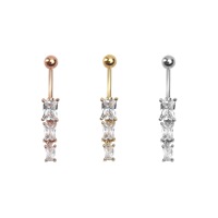 Vente Flash : Bijoux de piercing corporel en acier inoxydable plaqué or 18 carats avec zircon, pendentif pour nombril, anneaux de nombril pour femmes