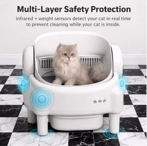 Bac à litière intelligent et automatique pour chats 75L, conception ouverte, désodorisant, capteurs de sécurité multicouches, auto-nettoyant, grande capacité de récupération des déchets - Product Image 5