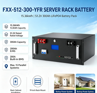 Batería LiFePO4 de 51.2V 300Ah 15.36kWh para Montaje en Rack de 19 Pulgadas, con BMS de 200A Integrado, 6000 Ciclos, CAN, RS485, RS232 para Almacenamiento de Energía