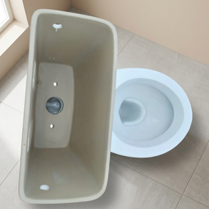 Inodoro de cerámica de lujo de dos piezas con conexión directa, blanco, con salida a pared (P-Trap) y salida a suelo (S-Trap), juego de calidad premium. - Product Image 5