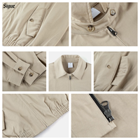 Veste bomber décontractée à logo personnalisé brodé, coupe-vent, veste de travail pour homme, coton surdimensionné, fermeture éclair intégrale, poche boutonnée, tenue streetwear