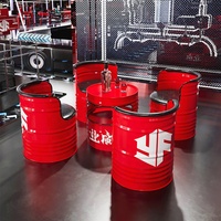 Ensemble de bar rond en fer de style industriel moderne pour les salons de thé et les cafés - Mobilier commercial personnalisable avec canapé, chaise et table à thé