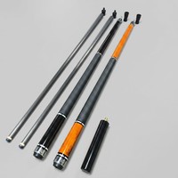 Tongkat Biliar Karbon Fiber 58" dengan Ujung 12.5mm, Pembungkus Kulit Asli, Sambungan 3/8x8 SS, Dua Bagian, Tahan Lama, Elastis, Pro Taper