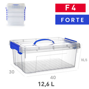 Scatola portaoggetti Forte F4 12,6 L trasparente, resistente, riutilizzabile, per l'organizzazione della casa - Product Image 1