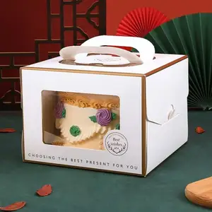 Scatola regalo di carta per uso alimentare scatola regalo portatile per biscotti e caramelle per Snack forniture per feste di compleanno con manico