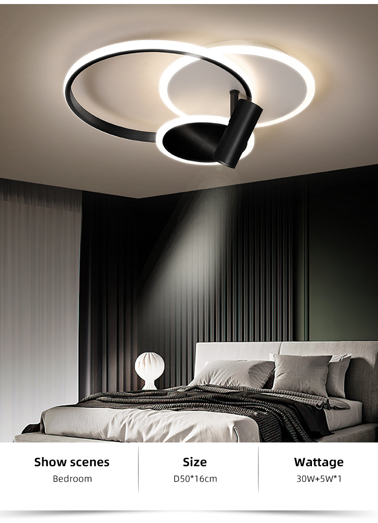 New Design Lighting Dimmable Kids Room Aluminum Black Modern Led Ceiling Lights For Living Room