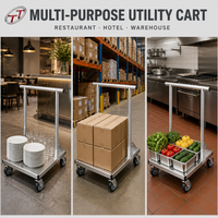 Chariot utilitaire pliable en acier inoxydable 304, chariot de service pour cuisine commerciale, emballage plat, assemblage modulaire