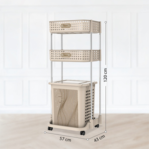 Panier à linge à 2 niveaux, doté d'une construction robuste, de deux compartiments pour le tri, idéal pour toutes les pièces. - Product Image 2