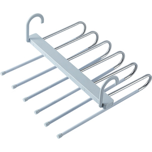 Porte-pantalons pliable multifonctionnel à plusieurs niveaux, cintre rétractable, rangement spécial pour pantalons, organisateur intégré pour armoire domestique - Product Image 5