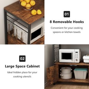 Station de café moderne HuaSheng pour cuisine, bar à café en métal avec support pour <span class=keywords><strong>micro</strong></span>-ondes, étagères utilitaires à 4 niveaux, durable et facile à nettoyer, marron - Product Image 2