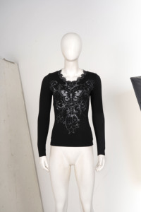 เสื้อยืดผู้หญิงแขนยาวลายผีเสื้อประดับลูกไม้และคริสตัล พิมพ์ลายกราฟิก ทรงเข้ารูป สไตล์โกธิค Y2K วินเทจ แคชชวล สตรีทแวร์ - Product Image 6