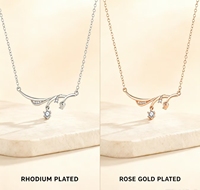 Collier pendentif branche de muguet en argent sterling 925 plaqué rhodium, chaîne à maillons, style forêt, cadeau tendance pour femme