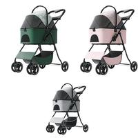 Poussette de luxe légère en tissu pour animaux de compagnie, pliable, pour chiens de petite, moyenne et grande taille, poussette Teddy personnalisable, chariot détachable, vente en gros