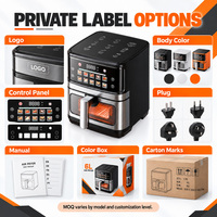 Penggorengan Udara Modern Stainless Steel 6L 1400W Lapisan Anti Lengket Timer 110-220V Penggunaan Komersial & Rumah Tangga Elemen Pemanas Ganda