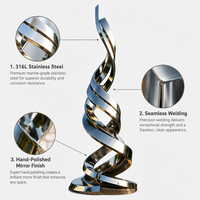 Sculpture moderne en acier inoxydable poli, grande, abstraite, en spirale, miroir, couleurs personnalisées, art paysager extérieur, statue de jardin