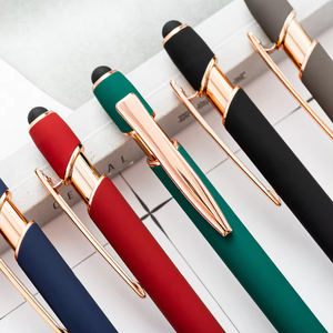 促销新颖金属触笔圆珠笔，带定制雕刻激光绿色玫瑰金徽标，用于触摸屏廉价礼品圆珠笔 - Product Image 4