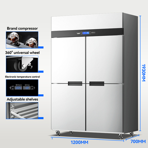 Réfrigérateur vertical à <span class=keywords><strong>double</strong></span> température à 4 portes, refroidissement par air, congélateur vertical, équipement de cuisine de restaurant - Product Image 2