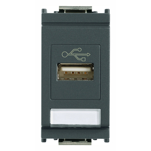 Prise USB grise 5,1x4,3x5,3 cm, prise murale - Product Image 1