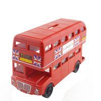 Coffret de rangement pour monnaie en plastique en forme de bus rouge à deux étages, souvenir de Londres, tirelire portable de haute qualité