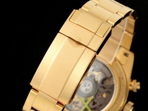 Reloj Mecánico de Lujo de Súper Calidad, 38 mm, Fábrica ADG, Acero 904, Movimiento ETA 4130, Zafiro Luminoso, Cronógrafo, Esqueleto Dorado - Product Image 4