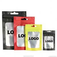 Échantillon Gratuit en Stock – Sacs Mylar Noirs Colorés Anti-Odeur avec Fermeture Éclair, Qualité Alimentaire, Fenêtre Transparente, Logo Personnalisable, 3.5g/7g/14g/25g pour Lait