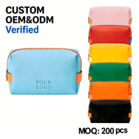 Trousse de Maquillage Élégante en PU Bleu - Pochette Cosmétique de Voyage Imperméable avec Fermeture Éclair Orange, Logo Personnalisé OEM/ODM pour Usage Quotidien et en Voyage