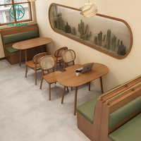 Ensemble table et chaises de restaurant fast-food rond en bois et cuir au design moderne Mobilier de banquette pour café et salon de thé