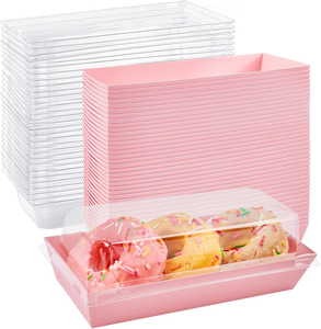 Caja de Embalaje para Charcutería al por Mayor con Ventana, Caja Rosa para Tiramisú, <span class=keywords><strong>Donuts</strong></span>, Postres, Mousse y Pasteles con Tapa Transparente, Caja para Entrega de Pasteles - Product Image 4