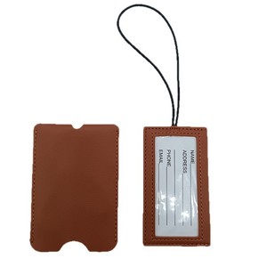Etiqueta de cuero para equipaje, doble capa, PU, resistente al agua, portátil, color sólido, accesorio de viaje - Product Image 4