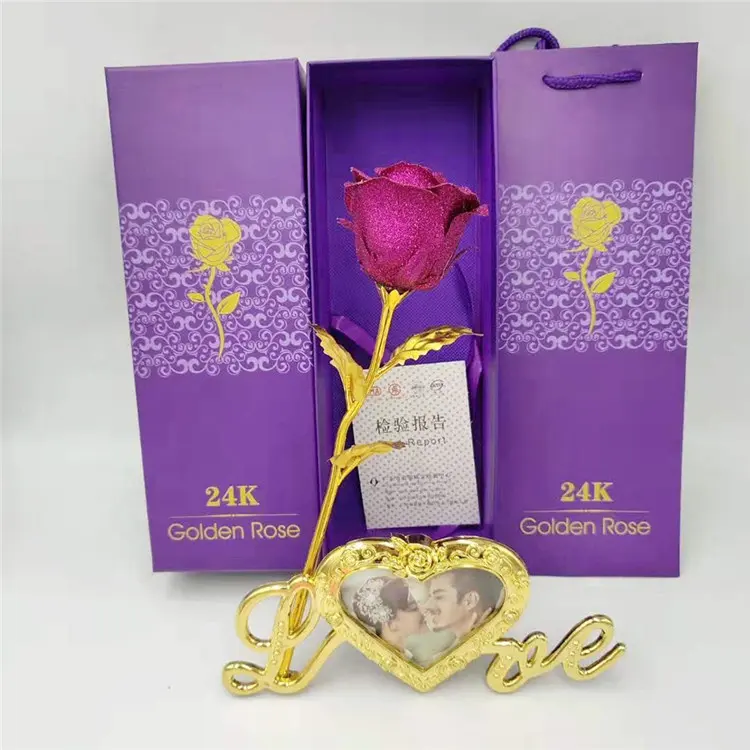 E-1295 Nieuw Ontworpen Kunstmatige Vergulde Sparkle Rose 24 K Golden Rose Flower Met Gift Box