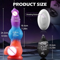 Vibrador Eléctrico Luminoso de 9 Pulgadas con 7 Frecuencias, Diseño de Silueta de Monstruo Alienígena con Doble Nudo y Función de Chorro