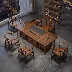 Neues Chinesisches Rosenholz-Tee-Set mit Tisch und Stühlen, Integriertem Wasserkocher, Möbel für Büro und Haushalt - Product Image 1