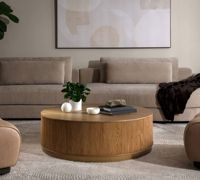 Table basse ronde moderne en bois massif avec structure en acier, facile à nettoyer, pour salon et bureau à domicile
