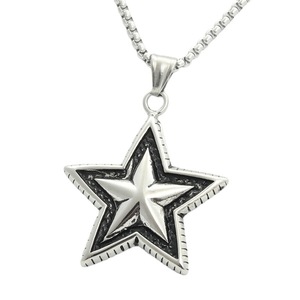 Yunnique Men's Stainless Steel Star Pendant Necklace Punk <b>Retro</b> Style Themed Geometric Design Dongguan Origin <b>Gift</b> 280473 - Product Image 4