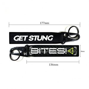 Factory Wholesale Custom Logo Woven Embroidered Short Keychain Lanyard With Eagle Hook Personalized Keychains - Product Image 1