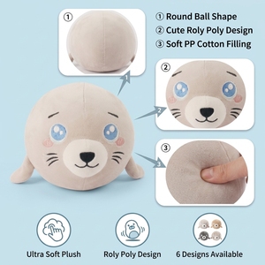 Peluche Ronde en Forme de Phoque, Pingouin, <span class=keywords><strong>Dauphin</strong></span>, Animaux Mignons en Peluche, <span class=keywords><strong>Doudou</strong></span>, Collection Parent-Enfant, Fabrication OEM Personnalisée - Product Image 2