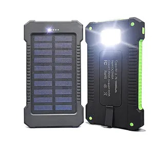 Ngoài Trời La Bàn Đèn Pin Led Di Động 10000 Mah 10000 Mah Kép Đầu Ra USB Bên Ngoài Pin Không Thấm Nước Sạc Năng Lượng Mặt Trời Ngân Hàng Điện