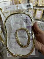 Conjunto de Joyería XUPING al por Mayor, Collar y Pulsera de Cadena Cubana Chapada en Oro de 14K, Estilo Hip Hop para Hombre