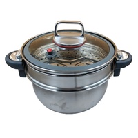 Ensemble de 3 casseroles de luxe en acier inoxydable antiadhésives, sans PFOA, avec cuiseur vapeur et faitout à triple couche en acier