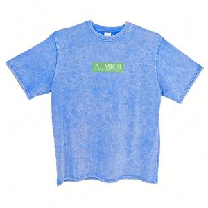 Design Acid Wash T-shirts Customizable Logo Printed Basic Style 100% Cotton Stone Wash Short <b>Sleeve</b> Wholesale 260 Grams Knitted - Product Image 3
