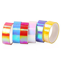 Ruban adhésif Washi en acrylique laser arc-en-ciel, 15mm, 10 pièces, papeterie à paillettes, Scrapbooking, ruban de masquage décoratif pour bricolage