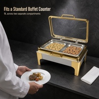 Plat à réchaud HNRB en acier inoxydable doré 9L, alimenté à l'alcool, avec couvercle hydraulique, idéal pour les buffets d'hôtel