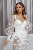 Robe de mariée papillon ivoire, peignoir long de mariée, lingerie, robes pour femmes, pyjama en tulle personnalisé pour photos de fiançailles