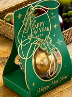 Boîte Cadeau de Luxe Vert Foncé avec Feuille d'Or pour le Nouvel An, Ornement Rond en Forme de Boule, Boîte d'Emballage pour Bonbons, Emballage pour Cadeaux de Fêtes d'Hiver