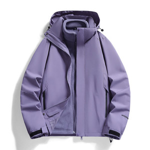 เสื้อแจ็คเก็ตกันลมสำหรับเดินป่าแบบ unisex สีพื้น บุขนแกะ คอสูง กันลมได้ดี - Product Image 1