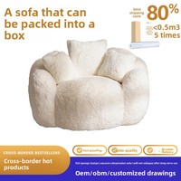 Fauteuil pouf ergonomique monoplace au design minimaliste et moderne en forme de nuage, avec housse amovible et lavable, confort doux et moelleux