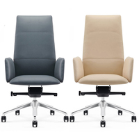 Chaise de bureau exécutive ergonomique pivotante au design moderne, en PU et cuir véritable, dossier haut, avec fonction rafraîchissante