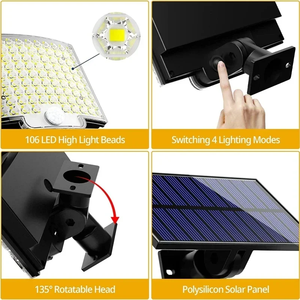 Reflector LED Impermeable con Sensor de Movimiento, Control Remoto, 3 Modos, para Patio, Garaje, Jardín, Luz Solar para Exteriores FX-SOSG014 - Product Image 5