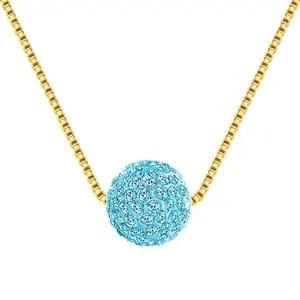 Trendy Clay Crystals Disco Ball Pendant Necklaces For Women Girls Stainless Steel Chain Rose Gold Color Jewelry