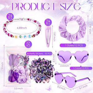 134 Piezas Set <span class=keywords><strong>de</strong></span> Regalo <span class=keywords><strong>de</strong></span> Amistad Kpop para Fiesta Disco: Pulseras, Gafas <span class=keywords><strong>de</strong></span> Sol, Scrunchies <span class=keywords><strong>de</strong></span> Satén, Pinzas, Pegatinas y Cremallera - Product Image 2
